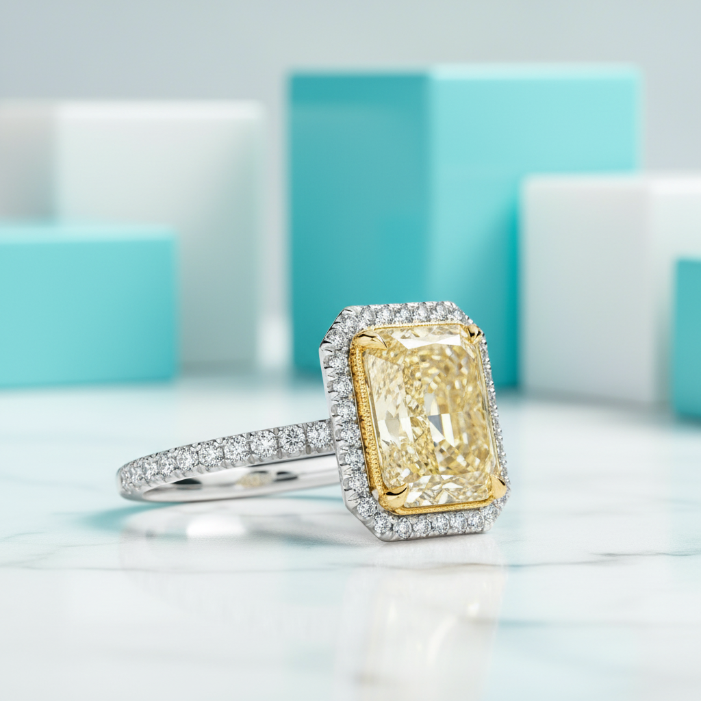 4.0 ct Radiant Cut Diamond 14k White Gold Engagement Ring-Evani Jewelry