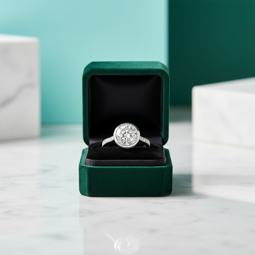 4.0 ct Round Brilliant Cut Diamond Option 14K White Gold Engagement Ring - Evani Naomi Jewelry