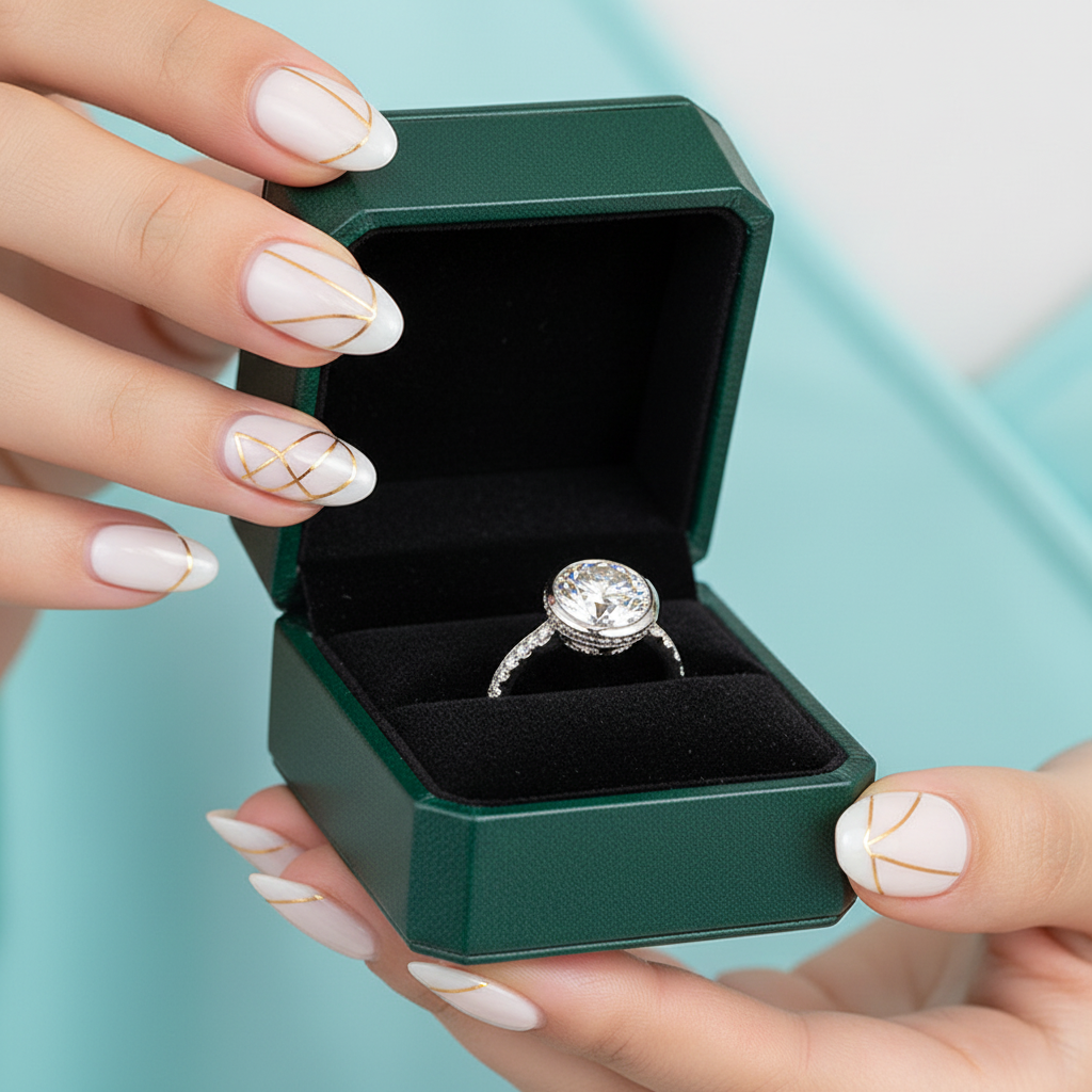 4.0 ct Round Brilliant Cut Diamond Option 14K White Gold Engagement Ring - Evani Naomi Jewelry