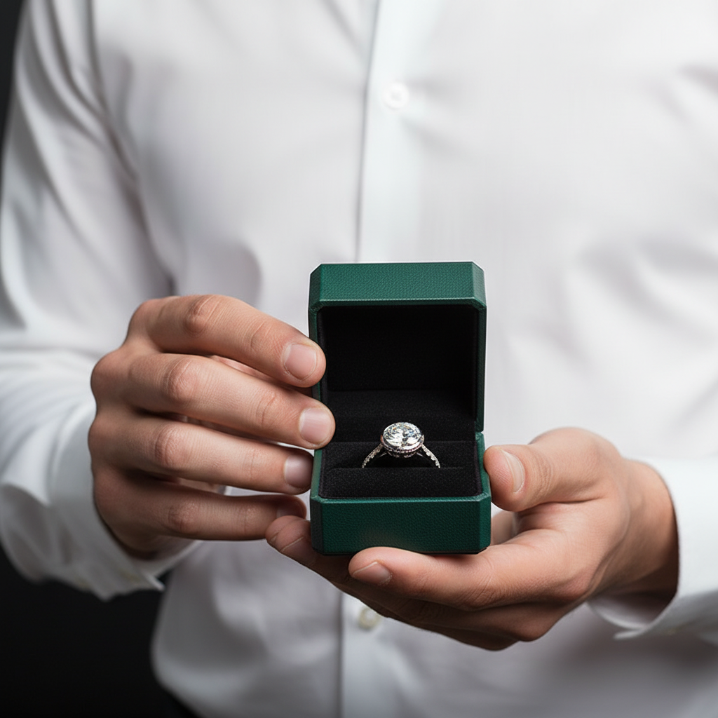 4.0 ct Round Brilliant Cut Diamond Option 14K White Gold Engagement Ring - Evani Naomi Jewelry