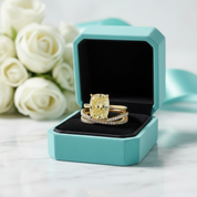 4.5 ct Cushion Cut topaz Gold Wedding Set