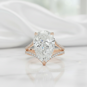 4.50 ct Pear Shaped Diamond Option 14k Rose Gold Engagement Ring - Evani Naomi Jewelry