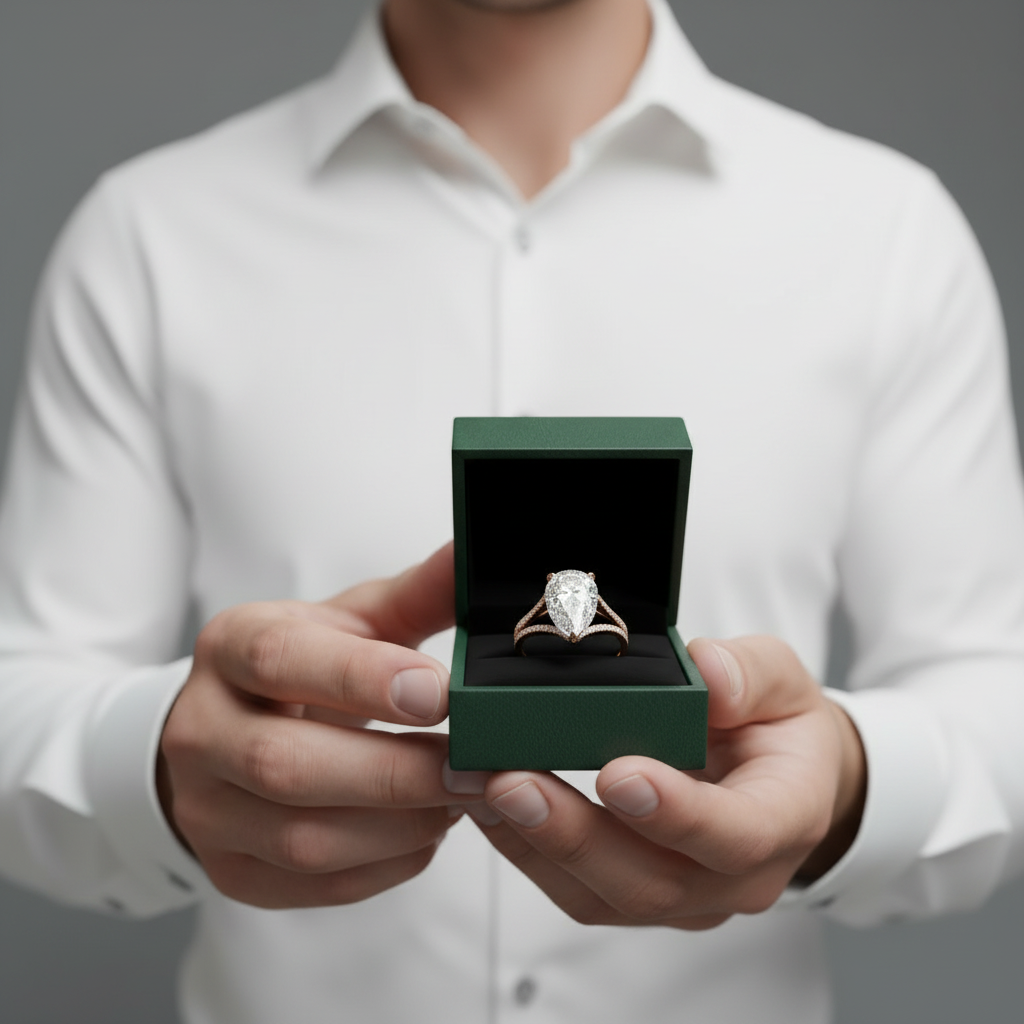 4.50 ct Pear Shaped Diamond Option 14k Rose Gold Engagement Ring - Evani Naomi Jewelry