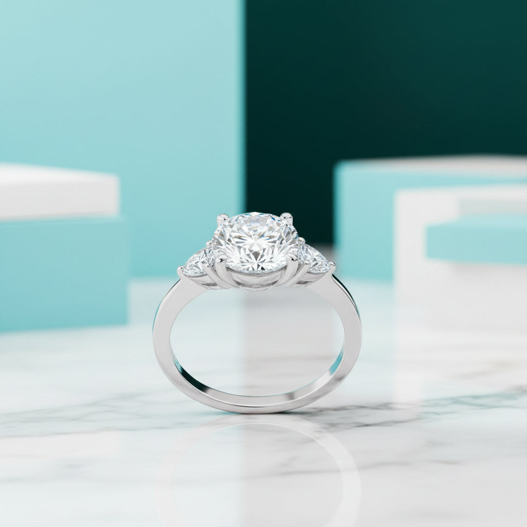 4.6 Ctw Three Stone Diamond Wedding Ring-Evani Jewelry