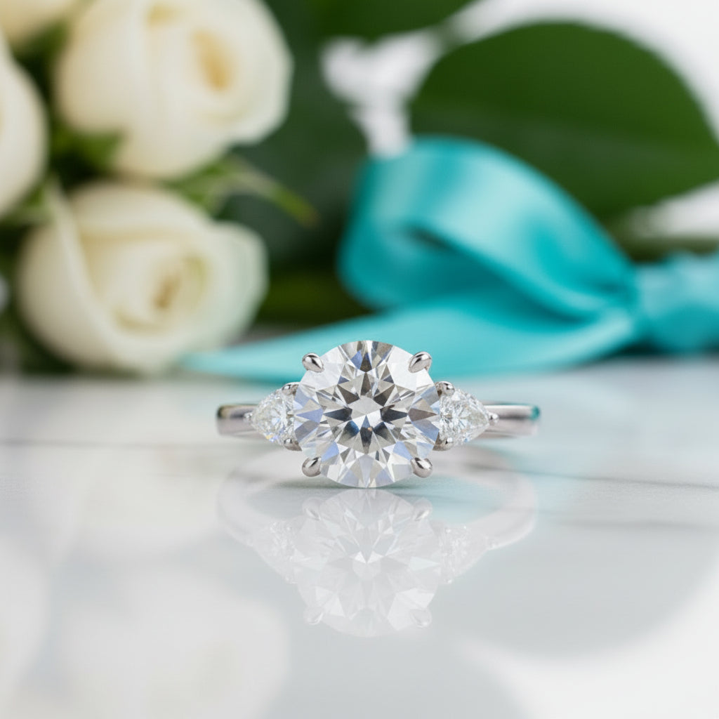 4.6 Ctw Three Stone Diamond Wedding Ring-Evani Jewelry
