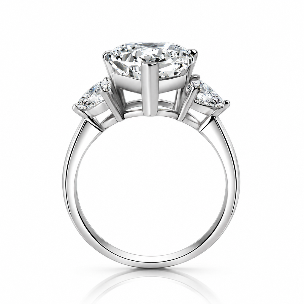 4.90 Ct Heart Cut Three Stone Diamond Engagement Ring-Evani Jewelry