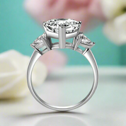 4.90 Ct Heart Cut Three Stone Diamond Engagement Ring-Evani Naomi Jewelry