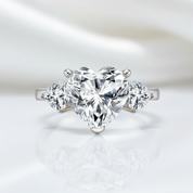 4.90 Ct Heart Cut Three Stone Diamond Option Engagement Ring - Evani Naomi Jewelry