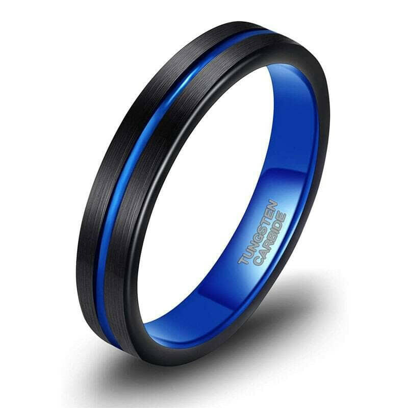 4mm Two-Tone Groove Men's Tungsten Wedding Band-Evani Naomi Jewelry