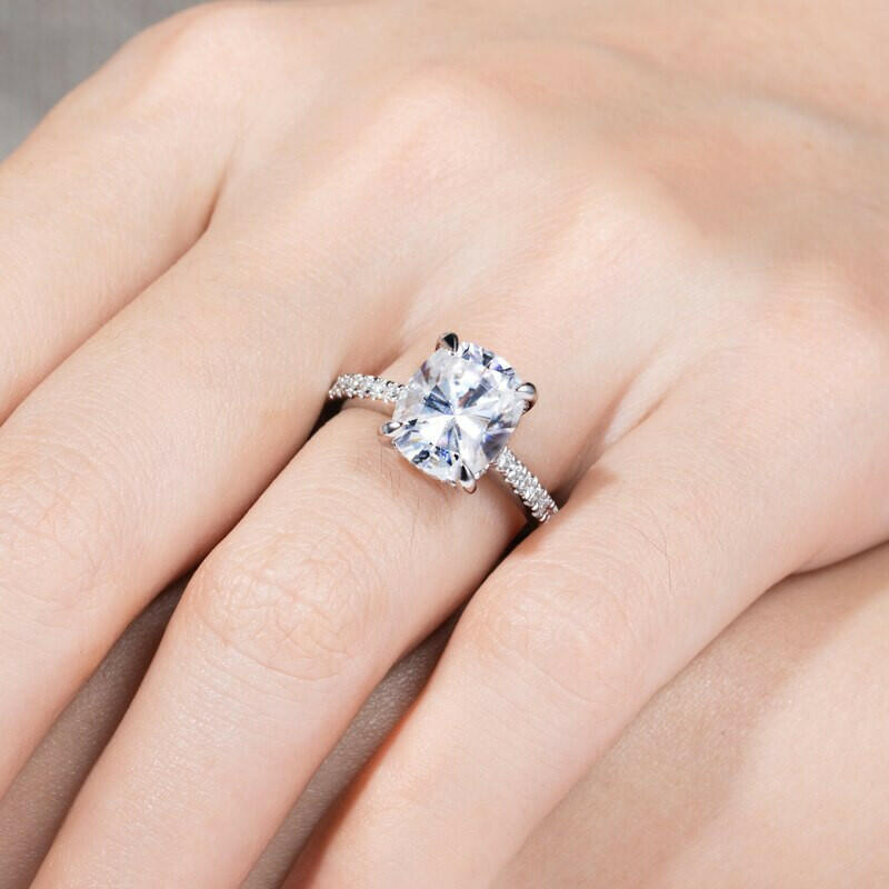 5.0 Ct Cushion Cut Diamond Classic Engagement Ring-Evani Naomi Jewelry