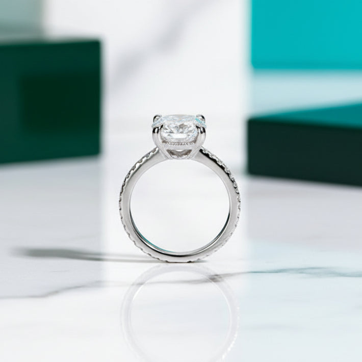 5.0 Ct Cushion Cut Diamond Classic Engagement Ring-Evani Jewelry
