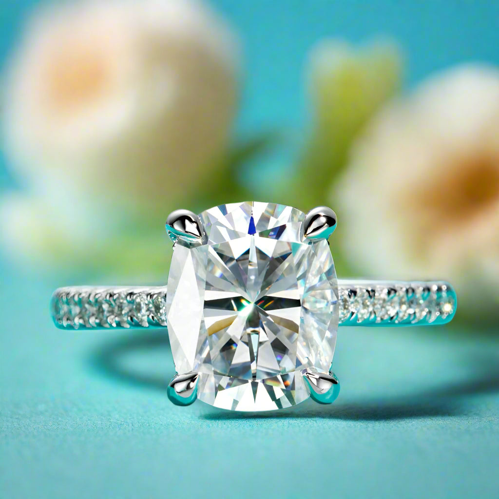 5.0 Ct Cushion Cut Diamond Classic Engagement Ring-Evani Naomi Jewelry