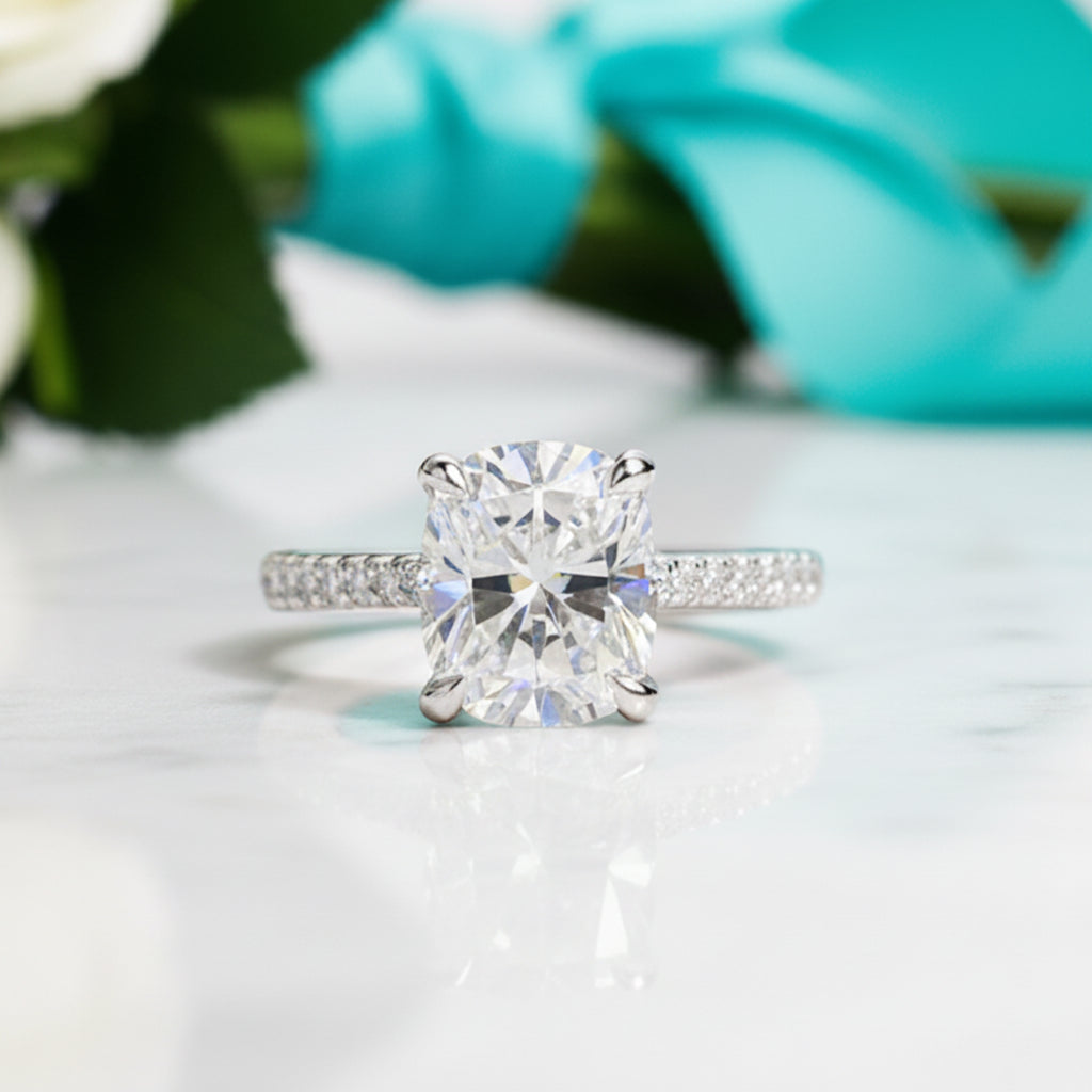 5.0 Ct Cushion Cut Diamond Option Classic Engagement Ring