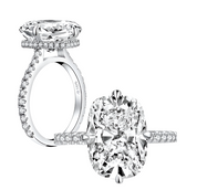 5.0 Ct Cushion Cut Diamond Hidden Halo Engagement Ring-Evani Naomi Jewelry