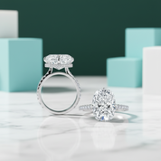 5.0 Ct Cushion Cut Diamond Hidden Halo Engagement Ring-Evani Jewelry