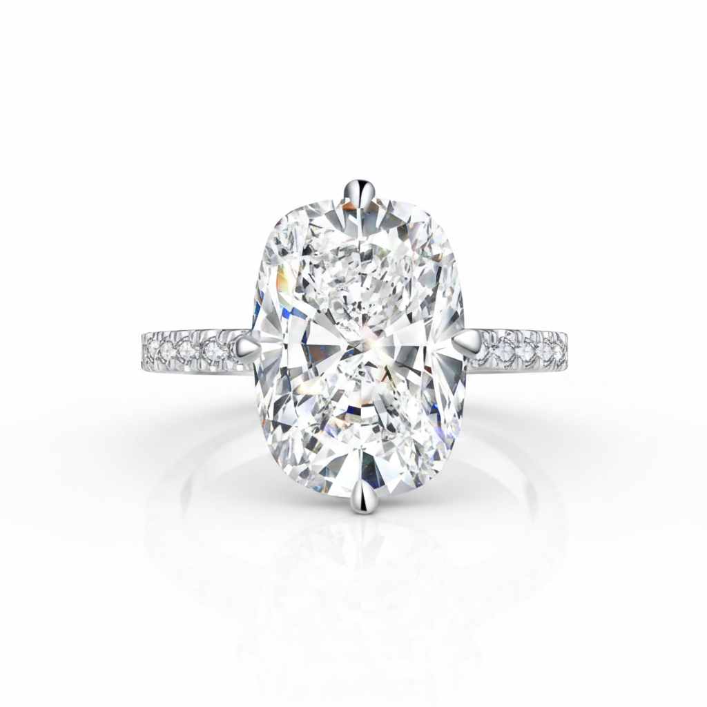 5.0 Ct Cushion Cut Diamond Option Hidden Halo Engagement Ring