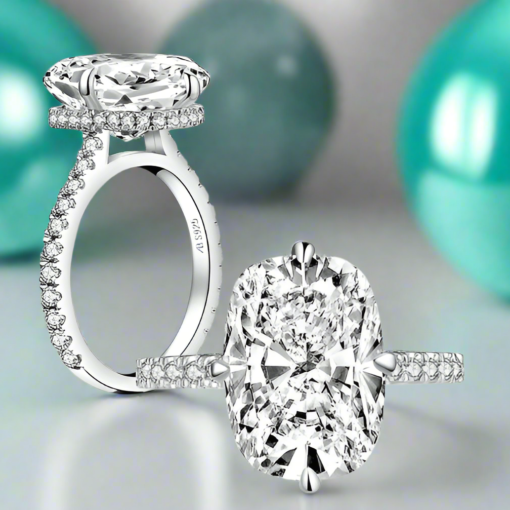 5.0 Ct Cushion Cut Diamond Hidden Halo Engagement Ring-Evani Jewelry
