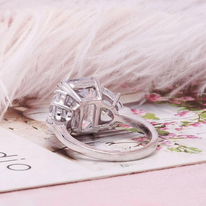 5.0 Ct Emerald Cut Diamond 18K White Gold Engagement Ring-Evani Naomi Jewelry