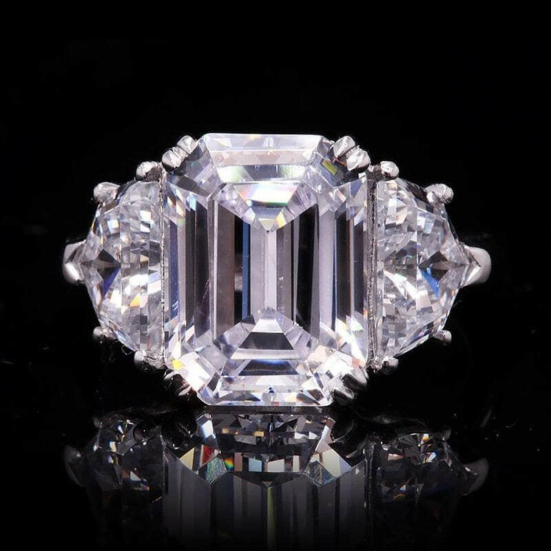 5.0 Ct Emerald Cut Diamond 18K White Gold Engagement Ring-Evani Naomi Jewelry