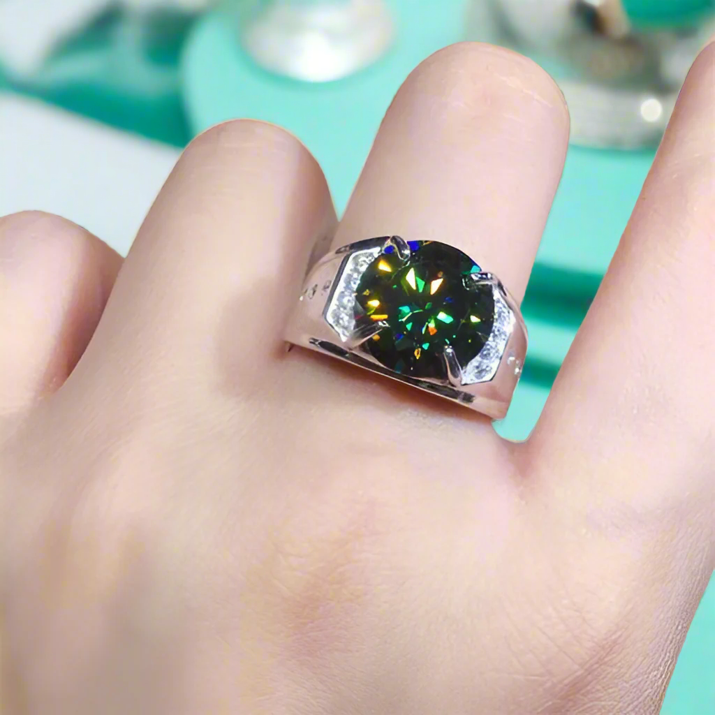 5.0 Ct Green Round Cut Diamond Wedding Band-Evani Naomi Jewelry