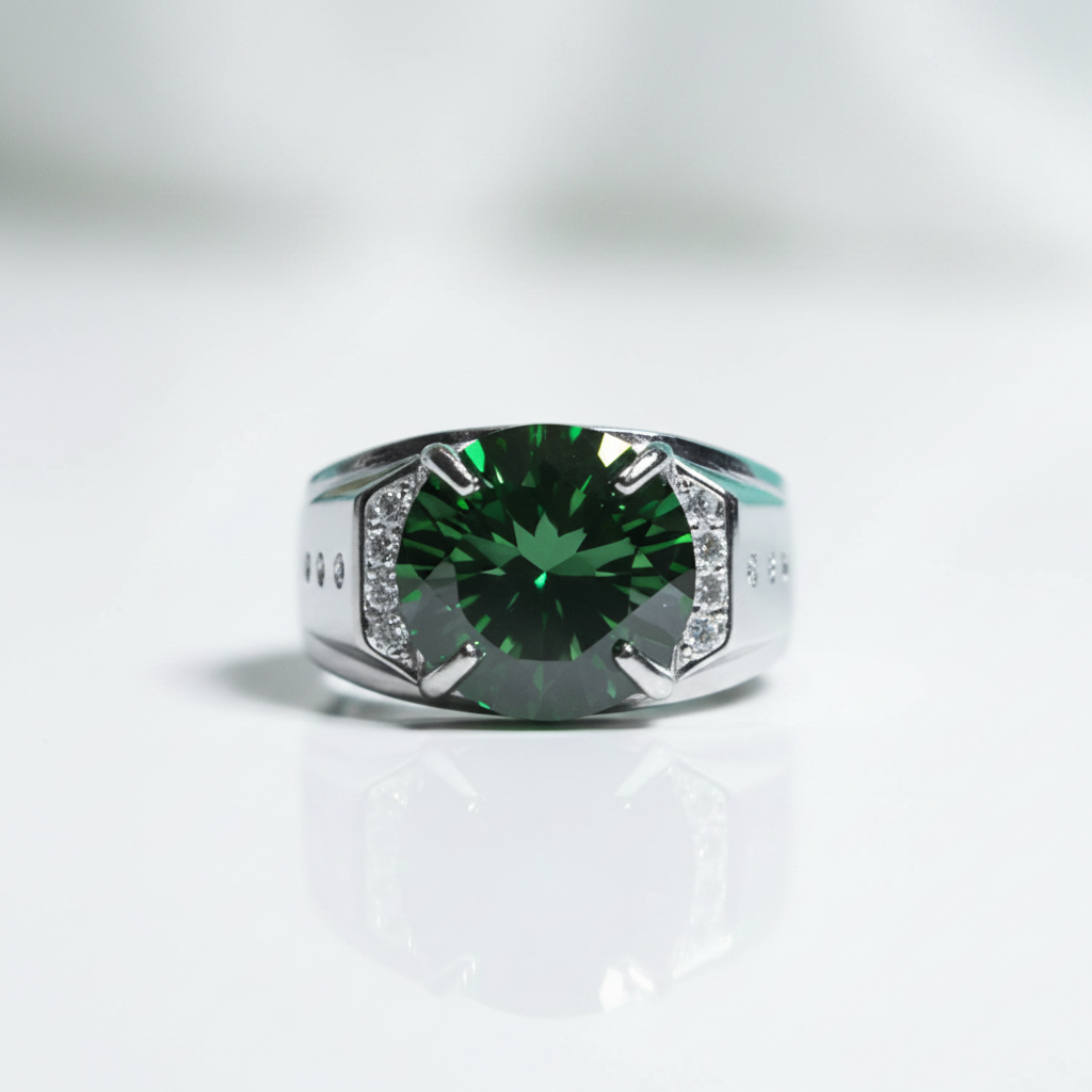 5.0 Ct Green Round Cut Diamond OptionWedding Band - Evani Naomi Jewelry
