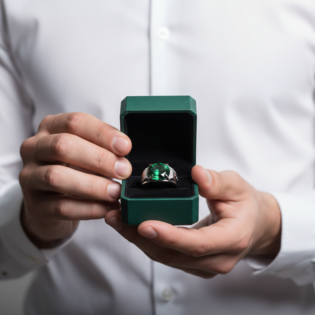 5.0 Ct Green Round Cut Diamond OptionWedding Band - Evani Naomi Jewelry