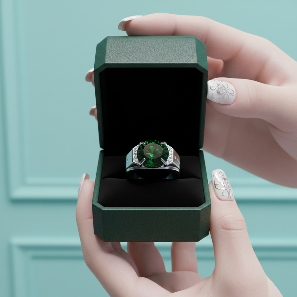 5.0 Ct Green Round Cut Diamond OptionWedding Band - Evani Naomi Jewelry