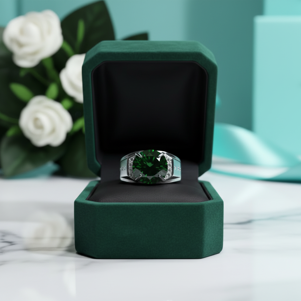 5.0 Ct Green Round Cut Diamond OptionWedding Band - Evani Naomi Jewelry