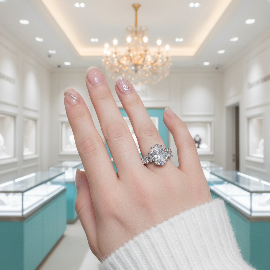 5.0 Ct Oval Cut Diamond Engagement Ring-Evani Jewelry