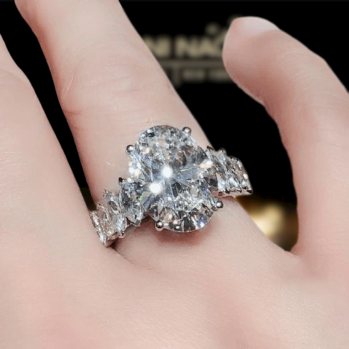 5.0 Ct Oval Cut Diamond Engagement Ring-Evani Naomi Jewelry