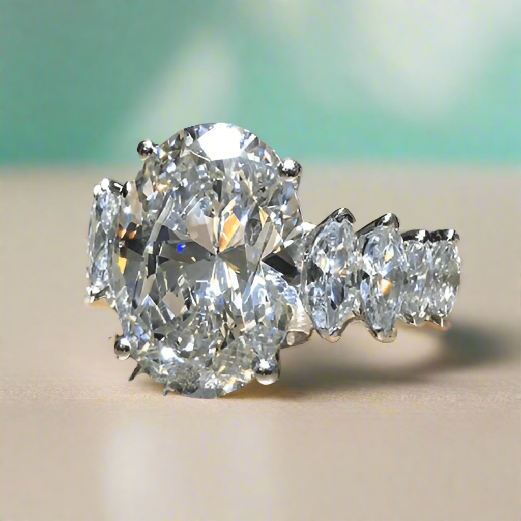 5.0 Ct Oval Cut Diamond Engagement Ring-Evani Jewelry