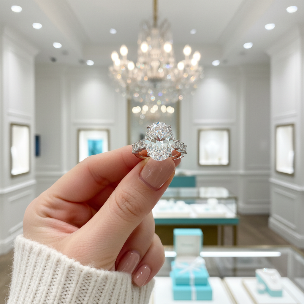 5.0 Ct Oval Cut Diamond Engagement Ring-Evani Jewelry