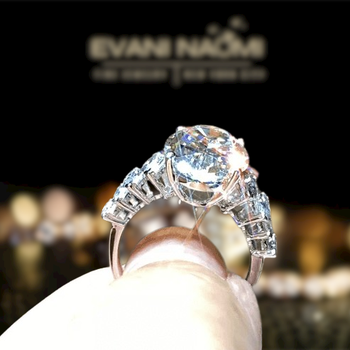 5.0 Ct Oval Cut Diamond Engagement Ring-Evani Naomi Jewelry