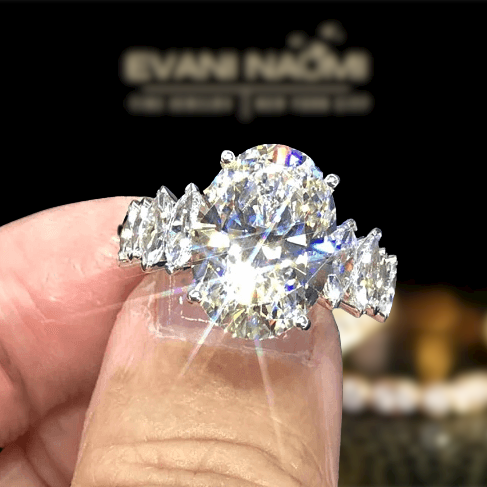 5.0 Ct Oval Cut Diamond Engagement Ring-Evani Naomi Jewelry