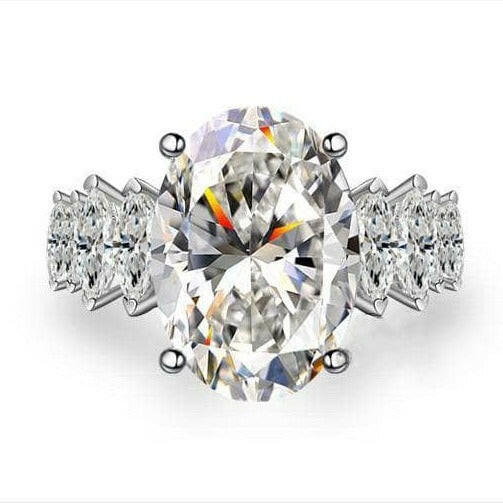5.0 Ct Oval Cut Diamond Engagement Ring-Evani Jewelry