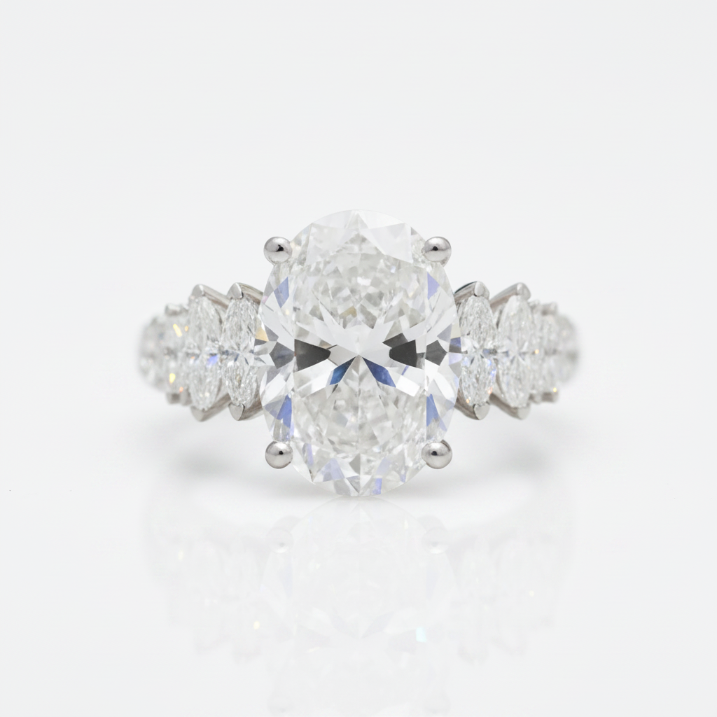 5.0 Ct Oval Cut Diamond Option Engagement Ring