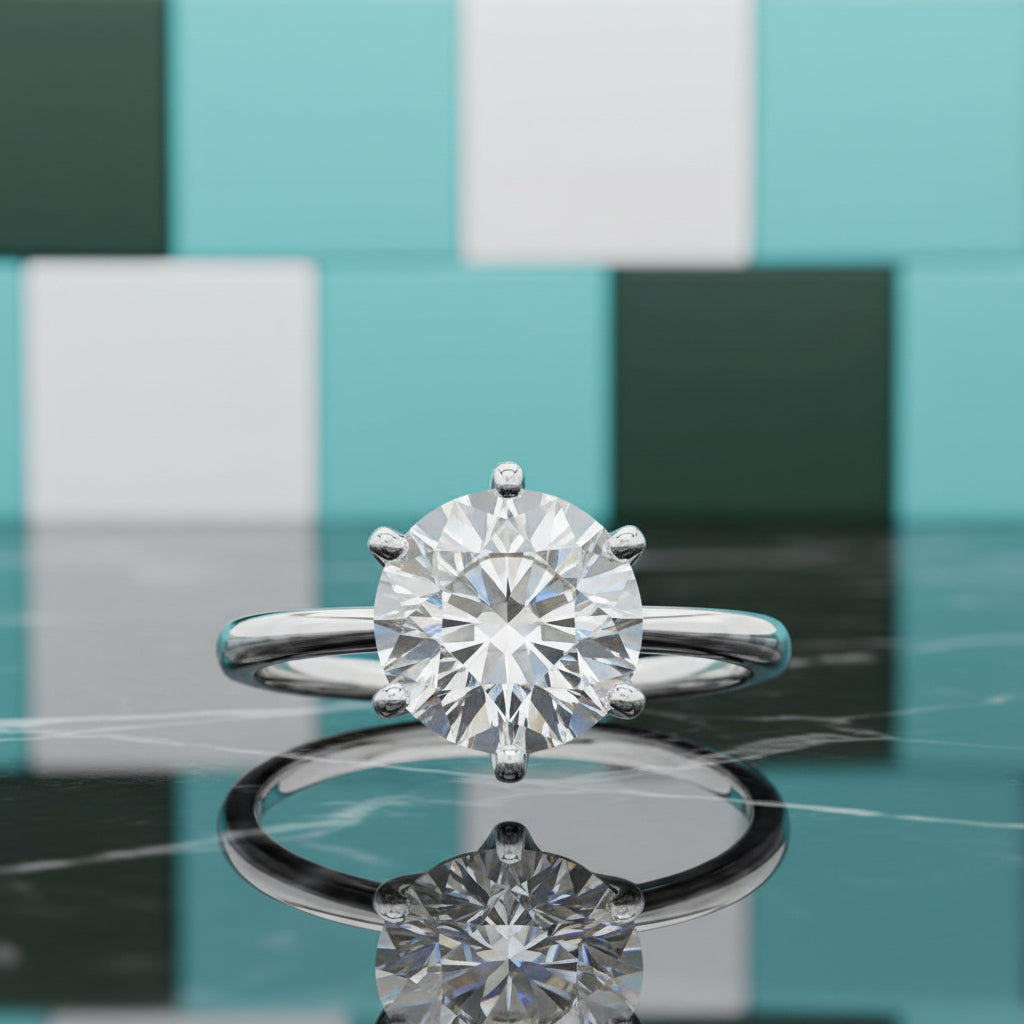 5.0 Ct Round Cut Diamond Engagement Ring-Evani Jewelry