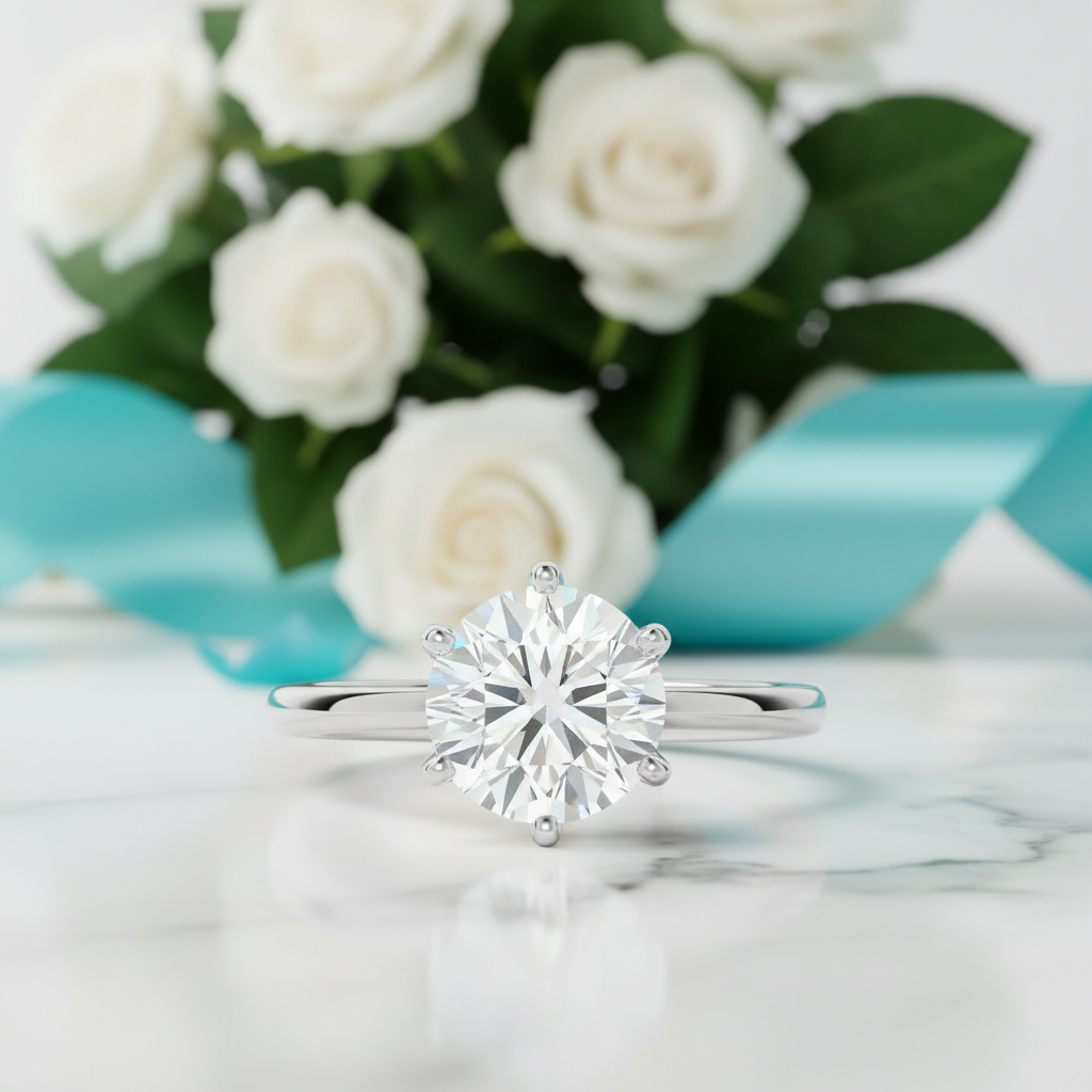 5.0 Ct Round Cut Diamond Engagement Ring-Evani Jewelry