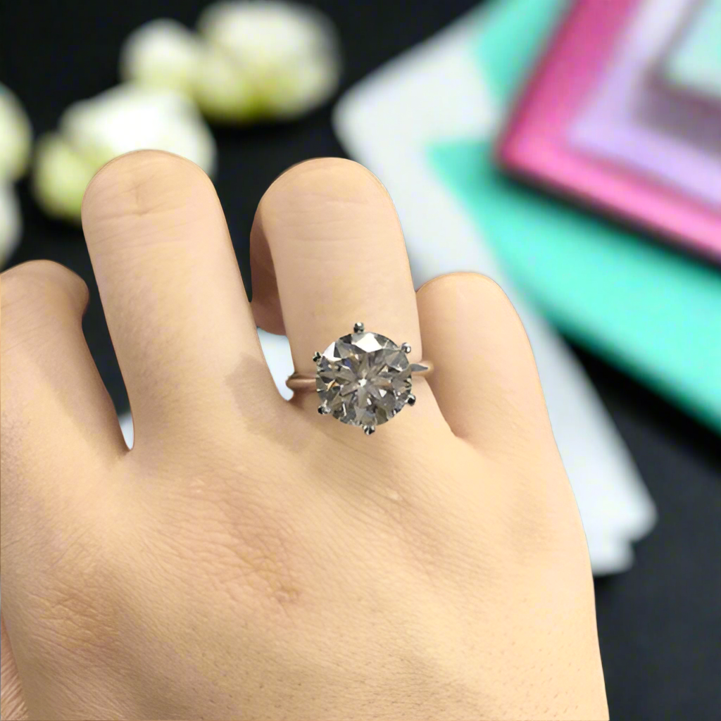 5.0 Ct Round Cut Diamond Solitaire Engagement Ring-Evani Naomi Jewelry