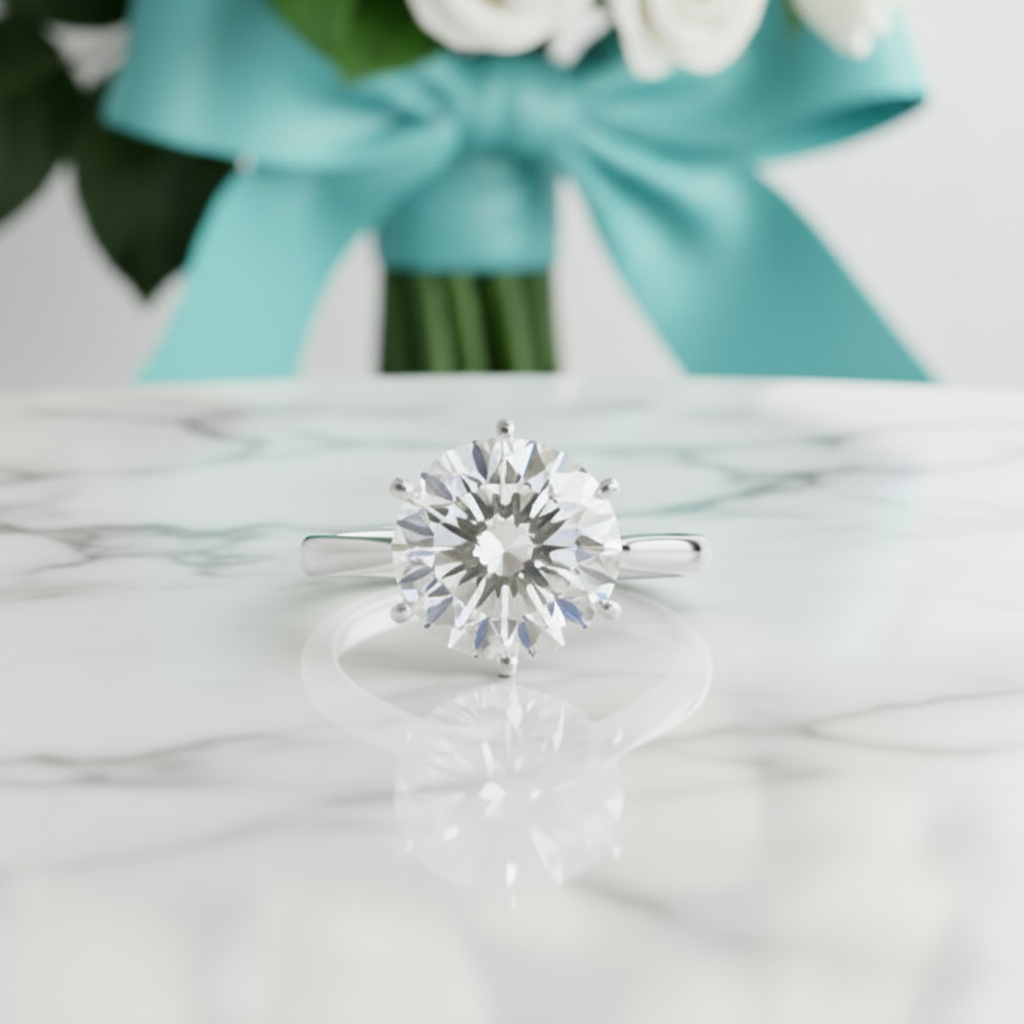 5.0 Ct Round Cut Diamond Solitaire Engagement Ring-Evani Jewelry