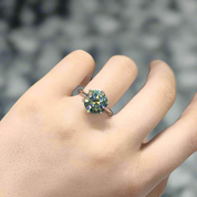 5.0 Ct Round Cut Green Diamond Adjustable Engagement Ring-Evani Naomi Jewelry