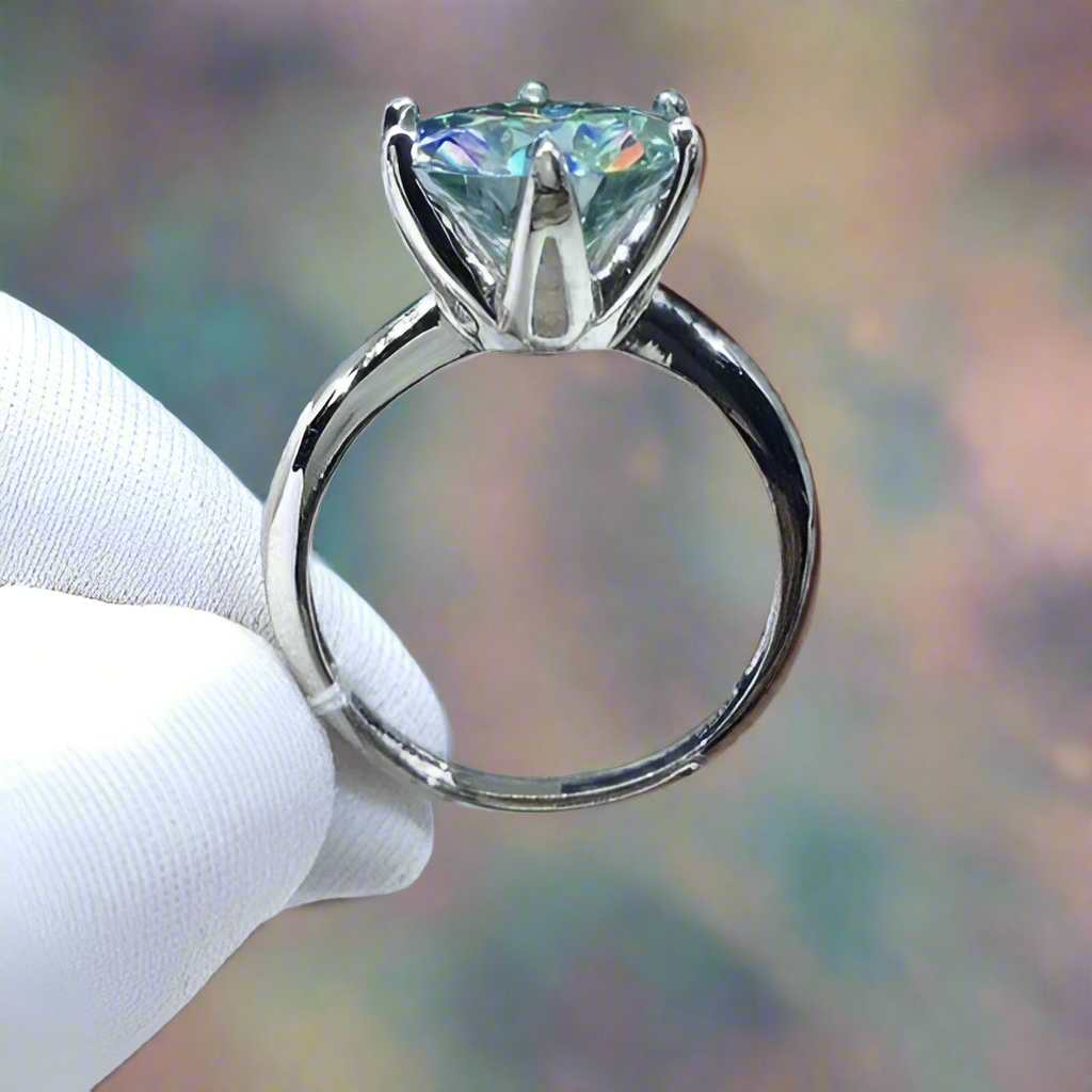 5.0 Ct Round Cut Green Diamond Adjustable Engagement Ring-Evani Naomi Jewelry