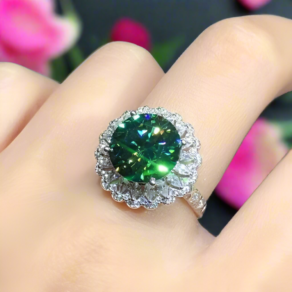 5.0 Ct Round Cut Green Diamond Snowflake Jewelry Set-Evani Naomi Jewelry