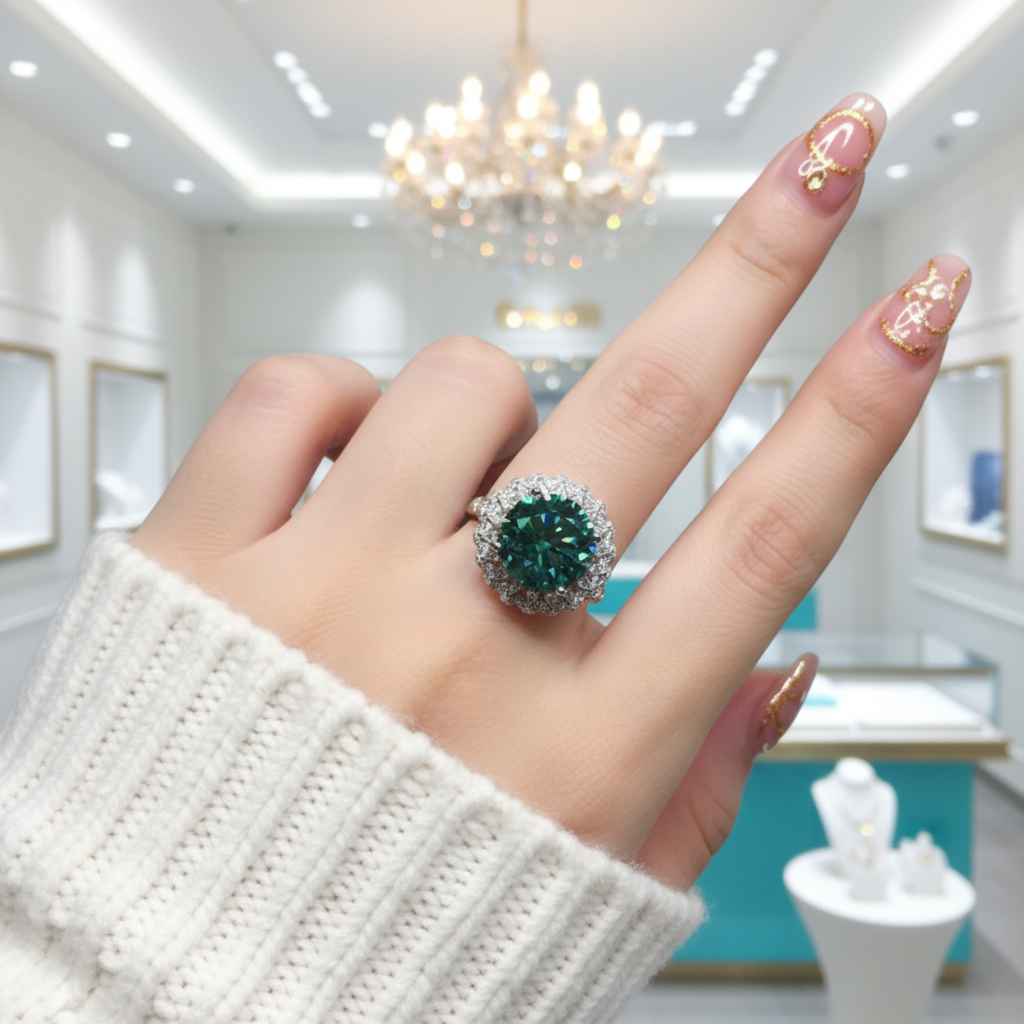 5.0 Ct Round Cut Green Diamond Snowflake Jewelry Set-Evani Jewelry