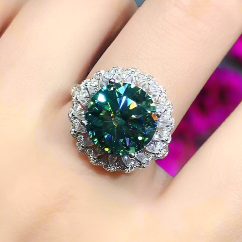 5.0 Ct Round Cut Green Diamond Snowflake Jewelry Set-Evani Naomi Jewelry