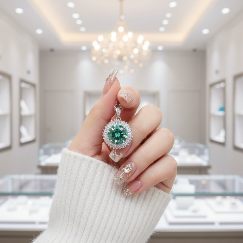 5.0 Ct Round Cut Green Diamond Snowflake Jewelry Set-Evani Jewelry