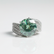 5.0 Ct Round Cut Green Diamond Option Wedding Ring