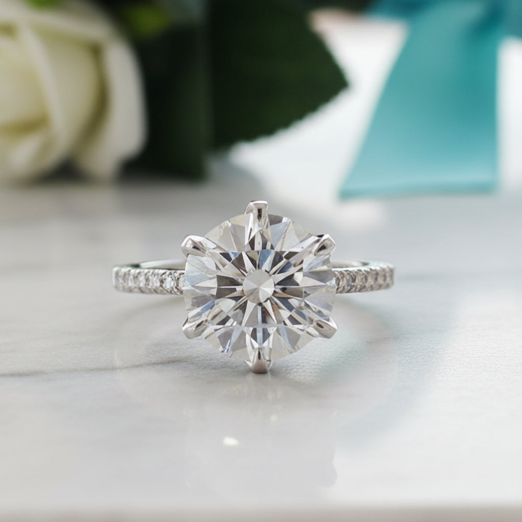 5.0 Ct Round Diamond Engagement Ring-Evani Jewelry