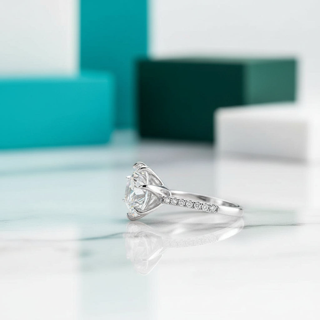 5.0 Ct Round Diamond Engagement Ring-Evani Jewelry