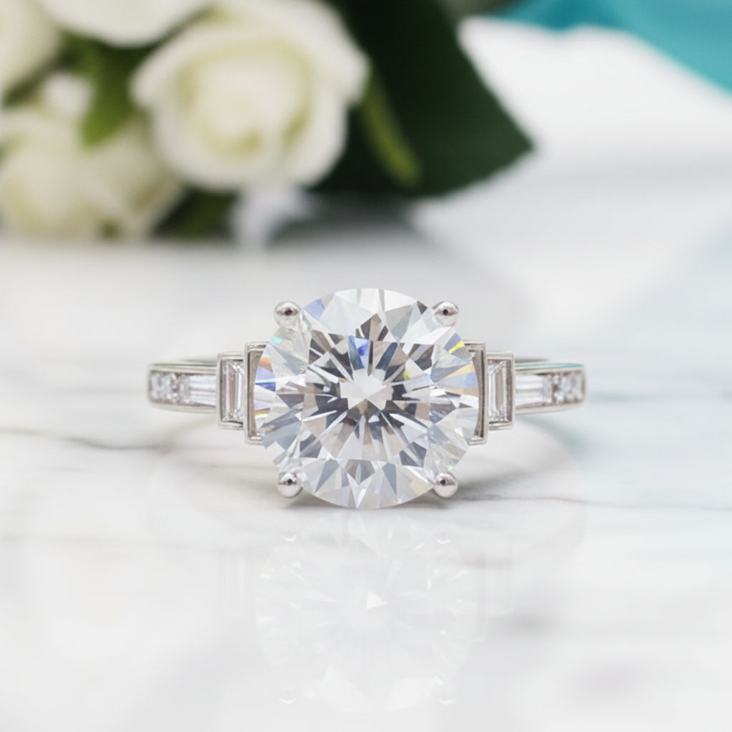 5.0 Ct Round Diamond Engagement Ring-Evani Jewelry